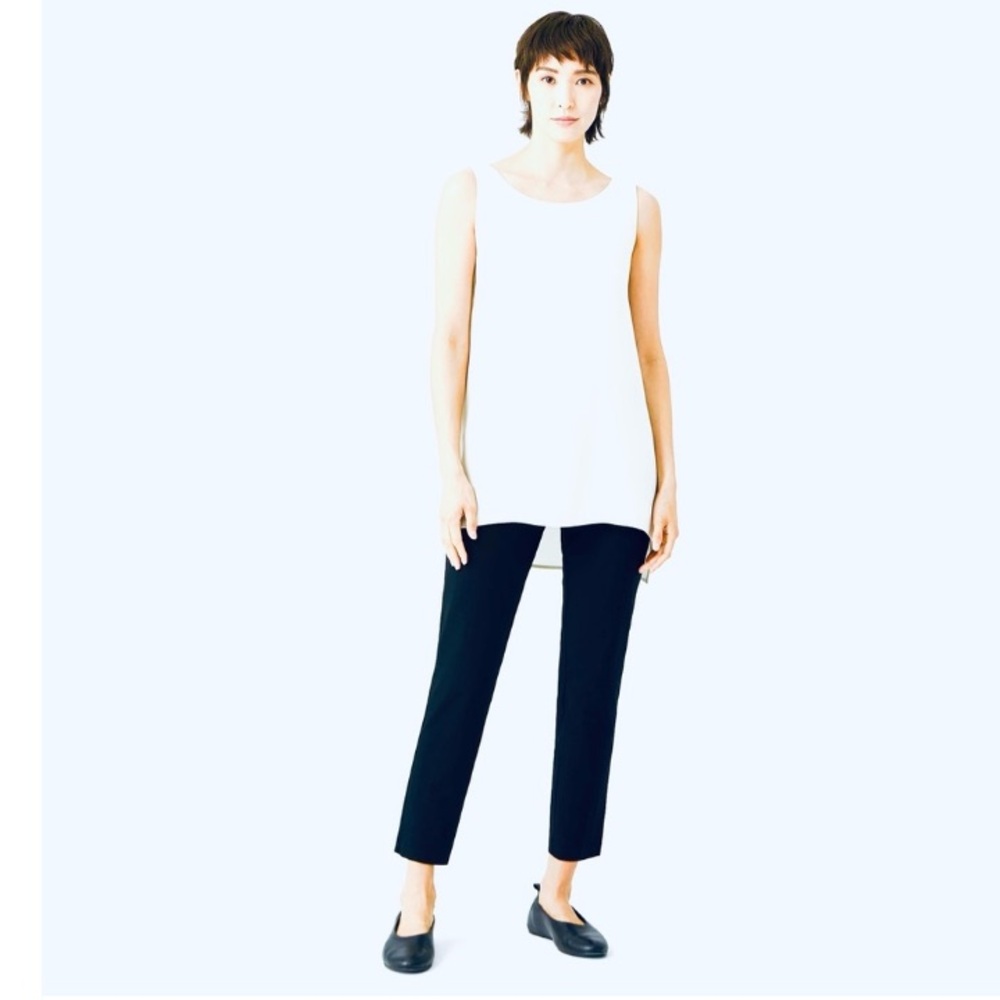 Eileen Fisher Navy Blue System Washable Stretch Crepe Slim Ankle Pant